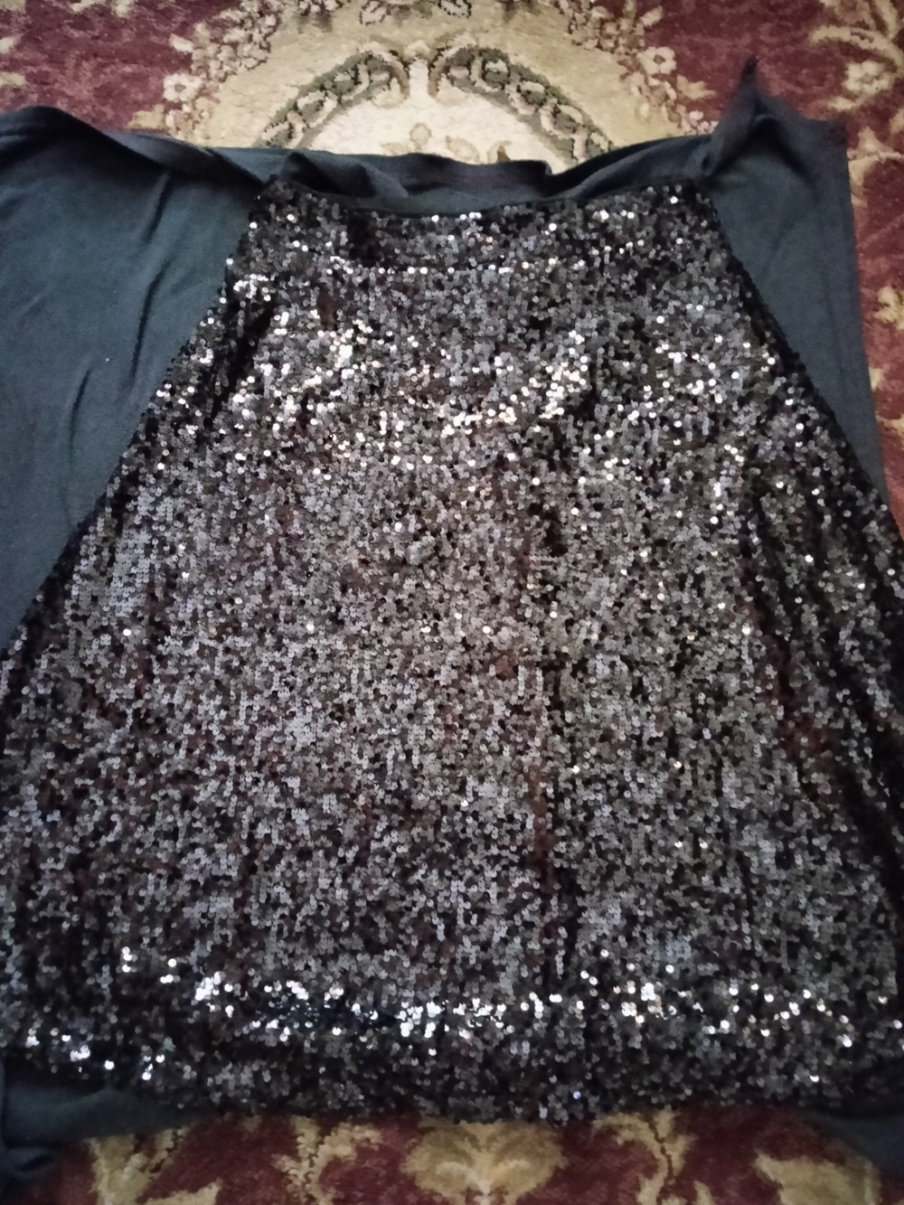 Women's Black Sequin Maxi Skirt - Evening Shine